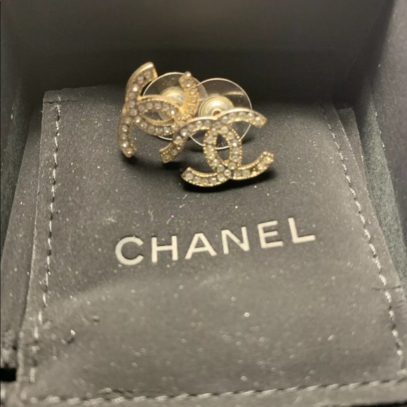 Large Chanel Rhinestone Earrings - Picture 3 of 5